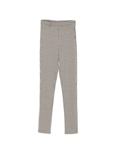 Patrizia Pepe Slim-fit Trousers With Houndstooth Pattern In Neutral