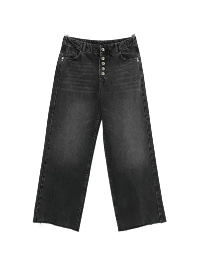 Patrizia Pepe Washed Raw-cut Jeans In Black
