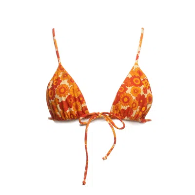 Patti Jane Swim Women's Orange Sharon's Sunny Front-tie Bikini Top