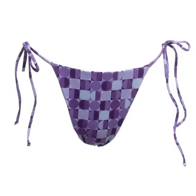 Patti Jane Swim Women's Purple Heather's Geo Tie-up Bottoms In Blue