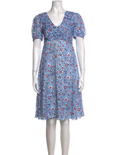 Pre-owned Paul & Joe Floral Print Knee-length Dress In Blue