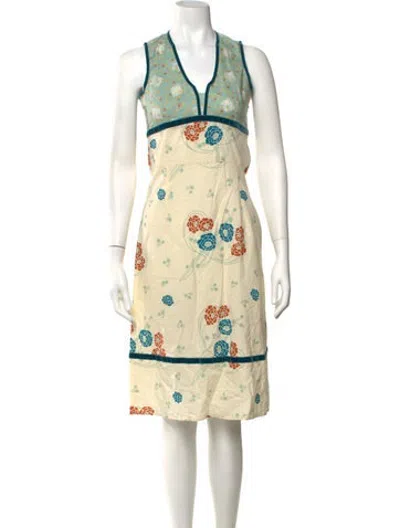 Pre-owned Paul & Joe Floral Print Knee-length Dress In Green