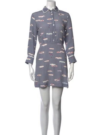 Pre-owned Paul & Joe Printed Mini Dress In Blue