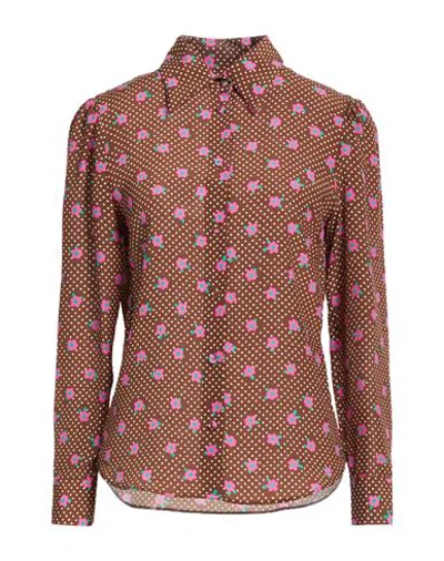 Paul & Joe Woman Shirt Brown Size 3 Silk