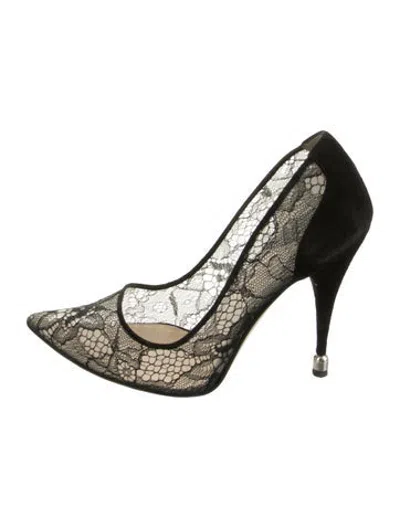 Pre-owned Paul Andrew Lace Lace Trim Embellishment Pumps In Black