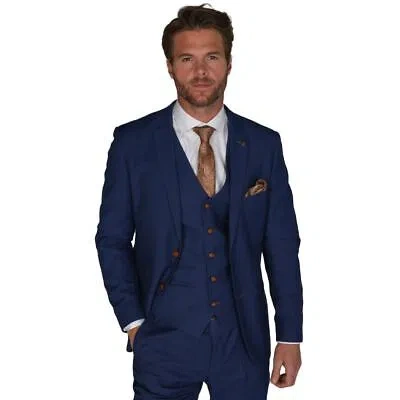 Pre-owned Paul Andrew Mayfair- Men's Plain Blue Blazer Wedding Prom In Blue-blazer