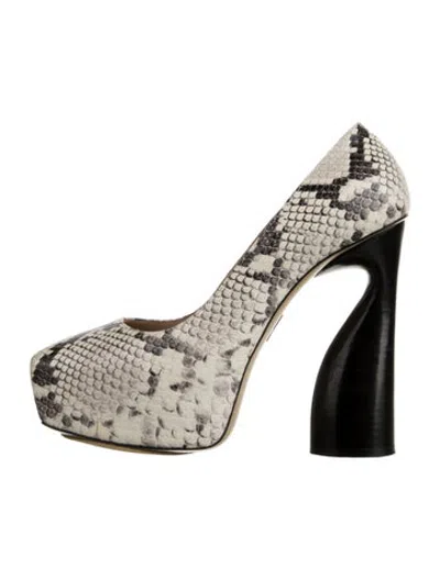 Pre-owned Paul Andrew Snakeskin Animal Print Pumps In Neutrals