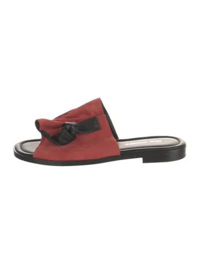 Pre-owned Paul Andrew Suede Slides In Red