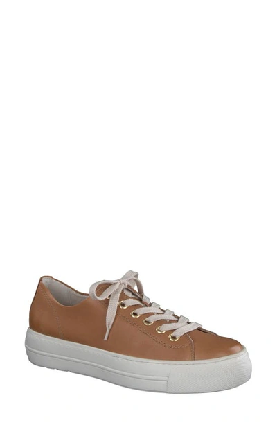 Paul Green Bixby Platform Sneaker In Cuoio Leather