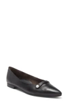 Paul Green Tahitian Pointed Toe Flat In Black Leather