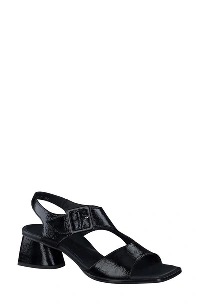 Paul Green Tanya Slingback Sandal In Black Crinkled Patent