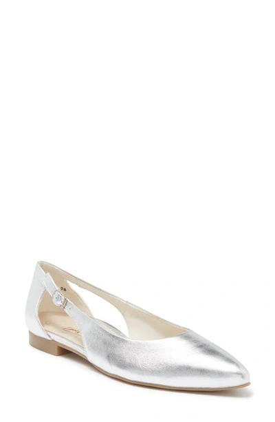 Paul Green Tyra Pointed Toe Flat In Aluminum Metallic Nappa