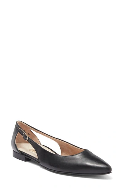 Paul Green Tyra Pointed Toe Flat In Black Leather