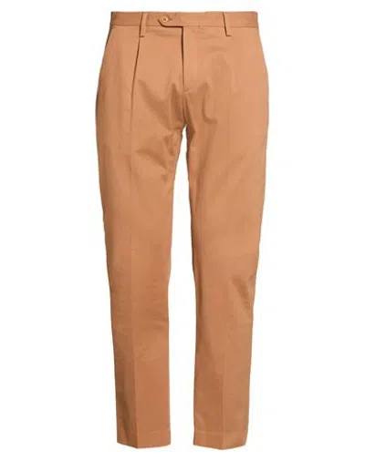 Paul Miranda Man Pants Camel Size 36 Cotton, Elastane In Brown