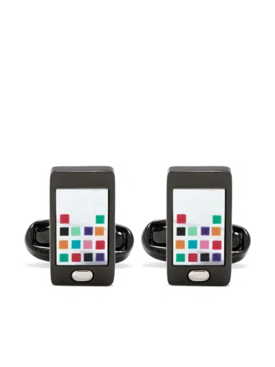 Paul Smith Phone Logo-engraved Cufflinks In Grey