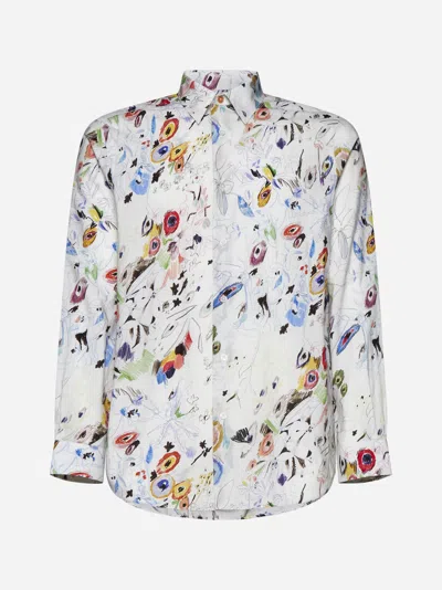 Paul Smith Print Cotton-blend Shirt In Off White,multicolor
