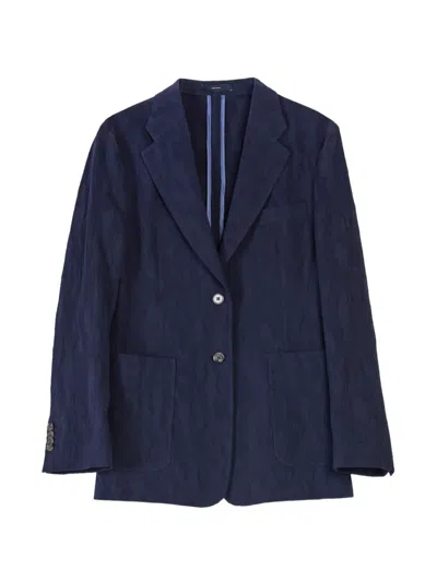 Paul Smith Seersucker Single-breasted Suit Jacket In Blue