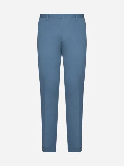 Paul Smith Stretch Cotton Trousers In Blue