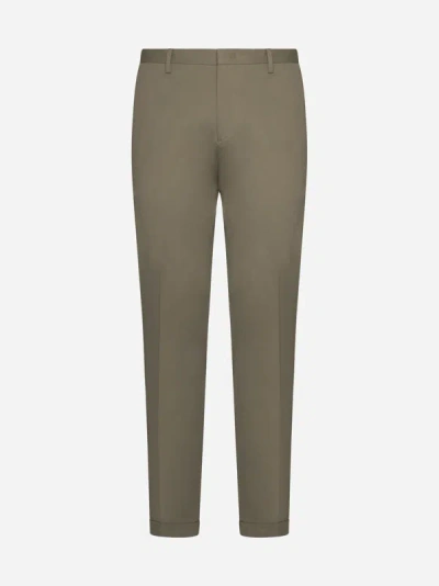 Paul Smith Stretch Cotton Trousers In Khaki