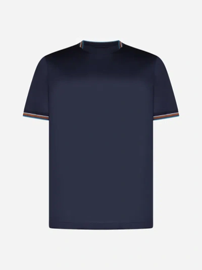 Paul Smith Stripe Detail Cotton T-shirt In Dark Navy