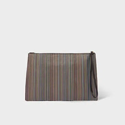 Paul Smith Women's 'signature Stripe' Coated Canvas Pouch Multicolour
