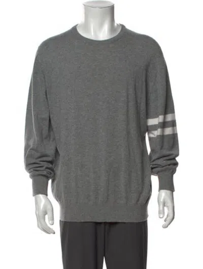 Pre-owned Paul Stuart Cashmere Striped Pullover In Grey