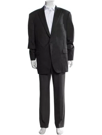 Pre-owned Paul Stuart Wool Striped Blazer In Grey
