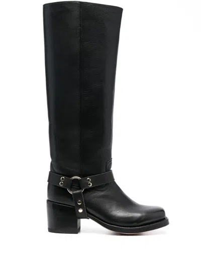 Paul Warmer Ring-detail Long Boots In Schwarz