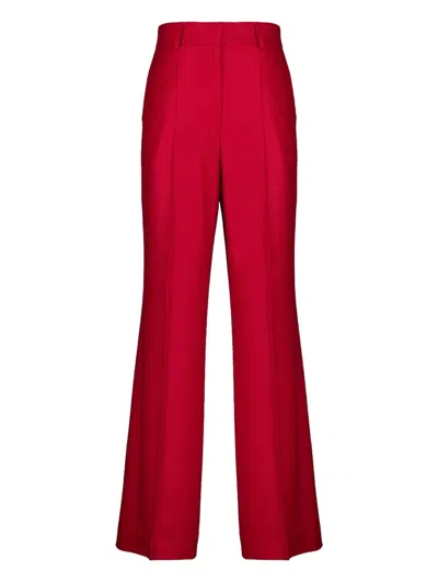 Paula Wide-leg Twill Trousers In Red