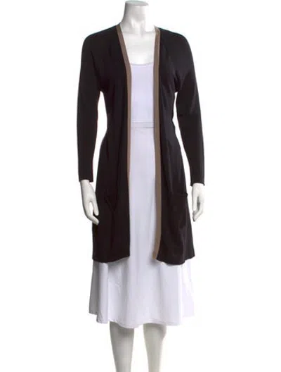 Pre-owned Paule Ka Silk Open Front Sweater In Black