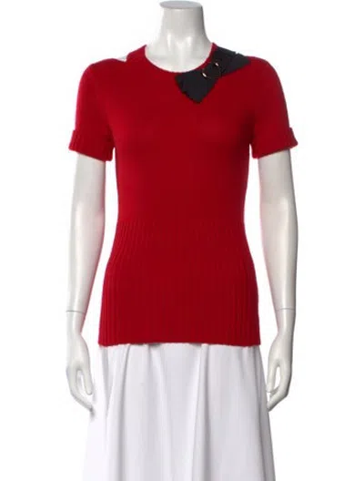 Pre-owned Paule Ka Wool Crew Neck Sweater In Red