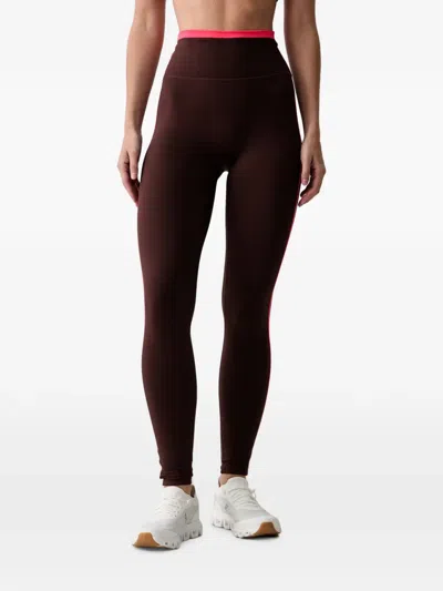 P.e Nation Logo-print Side-stripe Leggings In Brown