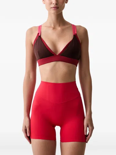 P.e Nation Strappy Colour-block Sports Bra In Red