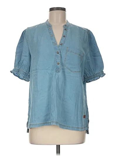Pre-owned Peace Love World Short Sleeve Blouse In Blue