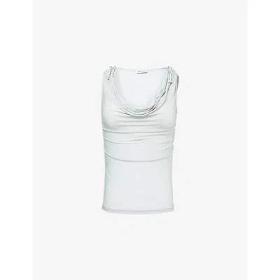 Peachy Den Womens Blanche Cowl-neck Jersey Top Mist