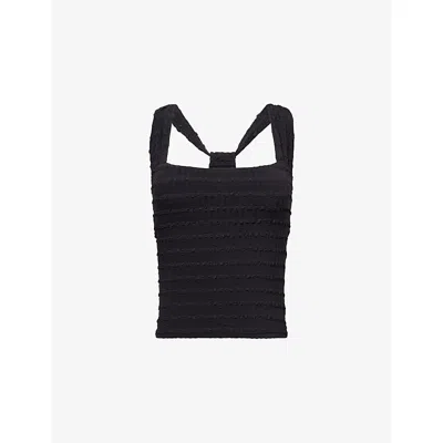Peachy Den Womens Cindy Racer-back Stretch-woven Top Black