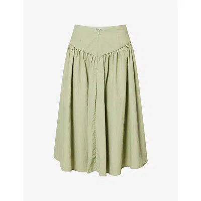 Peachy Den Womens Deba Slip-pocket Woven Midi Skirt Pistachio