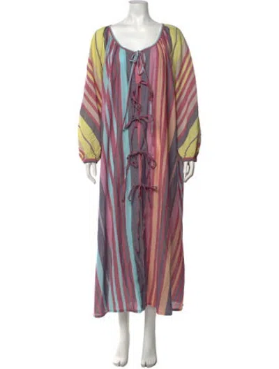 Pre-owned Pearl & Caviar Striped Long Dress W/ Tags In Pink
