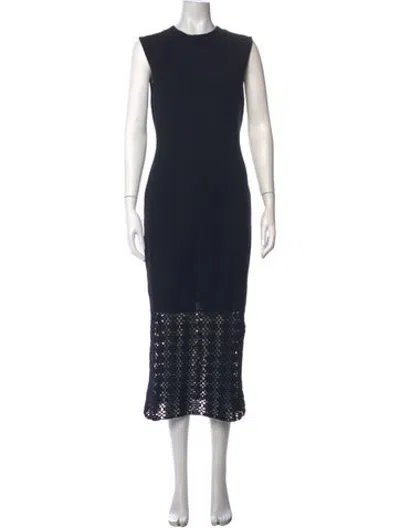 Pre-owned Pearl By Lela Rose Lace Pattern Midi Length Dress In Blue