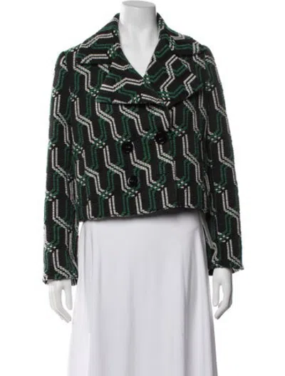 Pre-owned Pearl By Lela Rose Patterned Blazer In Green