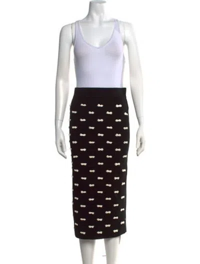 Pre-owned Pearl By Lela Rose Patterned V-neck Sweater In Black