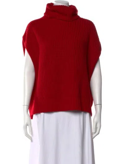 Pre-owned Pearl By Lela Rose Wool Turtleneck Sweater In Red