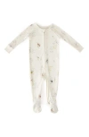 Pehr Babies' Fitted Organic Cotton One-piece Footie Pajamas In Beige