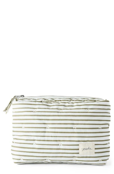 Pehr Water Resistant Coated Organic Cotton Pouch In Stripes Away Olive