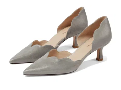 Pelle Moda Keala Pump Womens Pewter Suede Pointed Toe Kitten Heel Zogg3828 In Silver