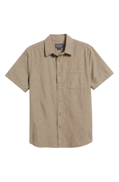 Pendleton Colfax Diamond Dobby Short Sleeve Button-up Shirt In Mahogany