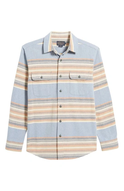 Pendleton Deacon Stripe Cotton Chambray Button-up Shirt In Soft Indigo Stripe