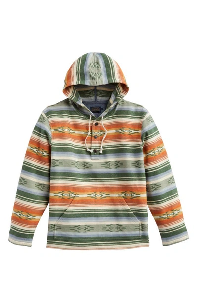 Pendleton Driftwood Cotton Hoodie In Adobe/ Green Stripe