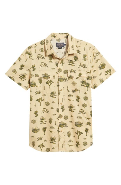 Pendleton Laramie Desert Print Short Sleeve Snap-up Western Shirt In Yuca Valley Tan