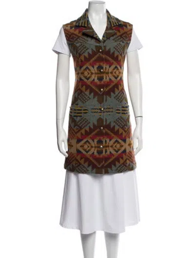 Pre-owned Pendleton Virgin Wool Patterned Vest In Multicolor